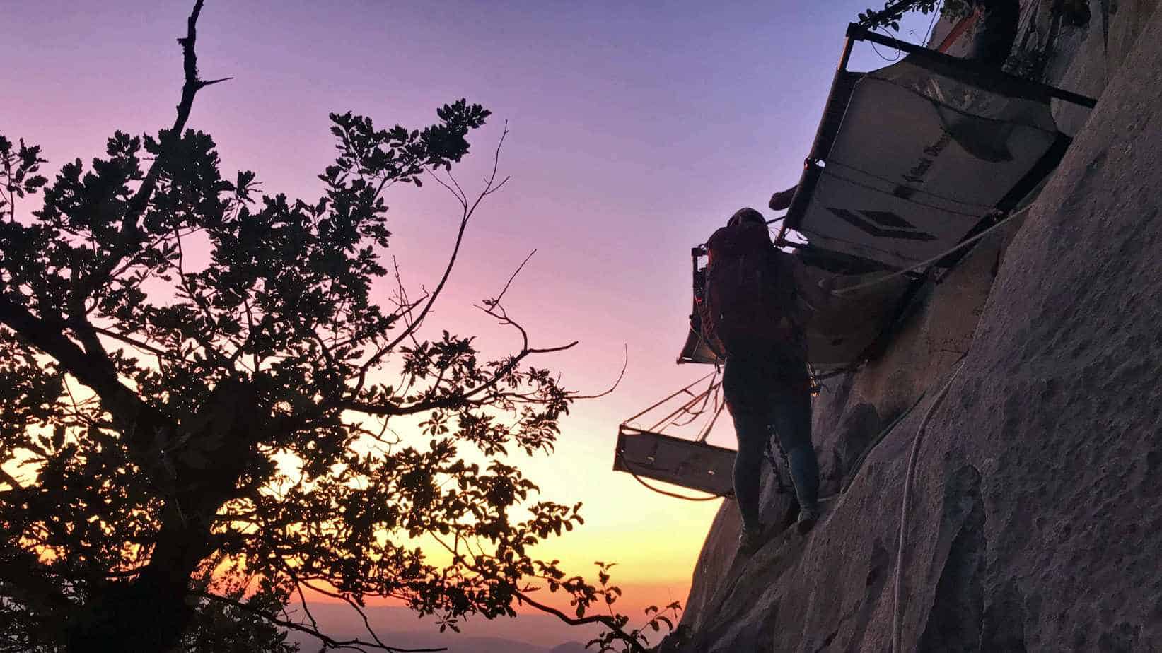 Zonsondergang portaledge Annecy