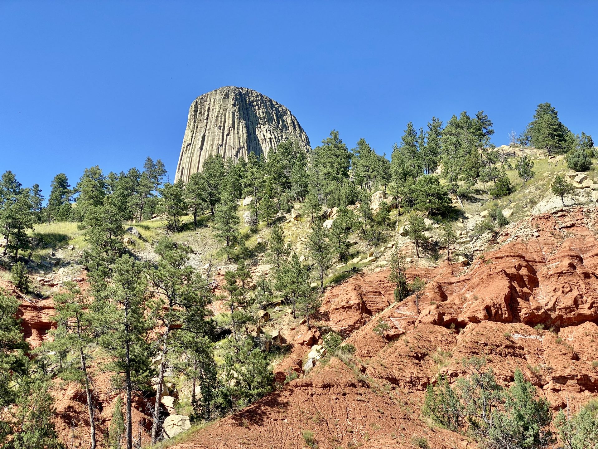 Devils Tower boven het landschap van Wyoming